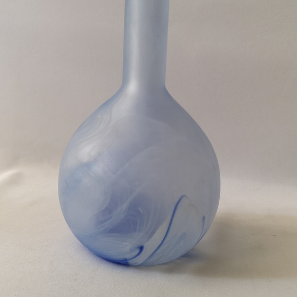 Made in Turkey Tall Glass Decorative w/ Stopper, Dark & Light Blue with White - Picture 4 of 5